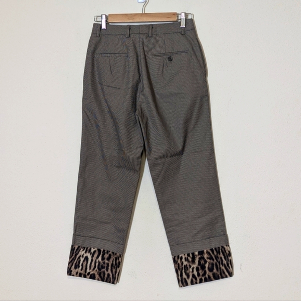 R13 Mini Houndstooth Trouser Leopard Print Silk Cuff 25 - Picture 8 of 11